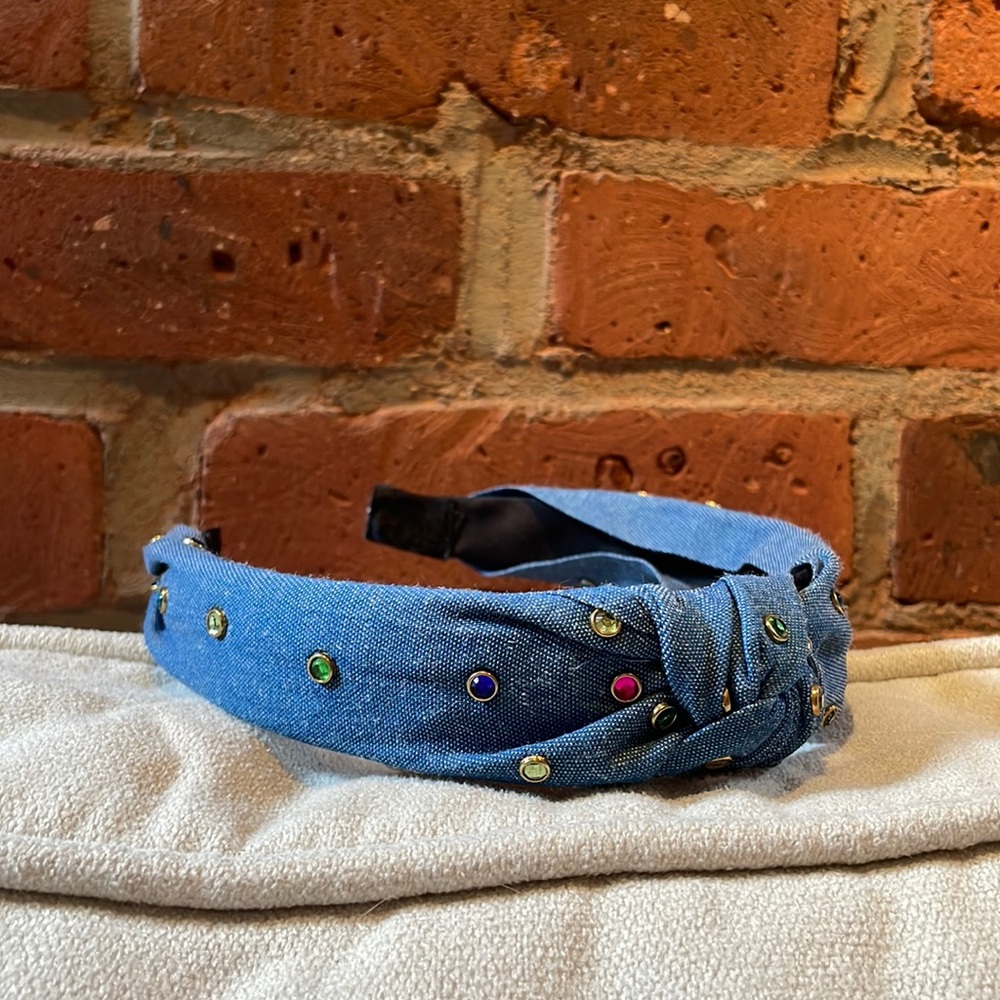Denim embellished headband